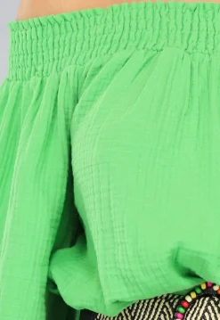 Groene Off Shoulder Mousseline Playsuit