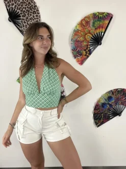 Groene Retro Halter Crop Top