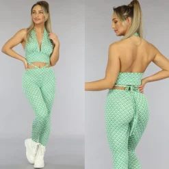Groene Retro Halter Crop Top