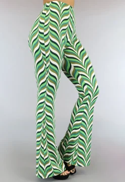 Groene Retro Tall Broek met Flair Pijpen
