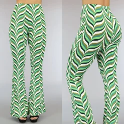 Groene Retro Tall Broek met Flair Pijpen