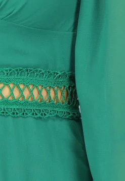 Groene Ruffle Jurk met Pofmouwen