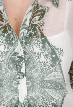 Groene Semi-Transparante Blouse met Paisley Print