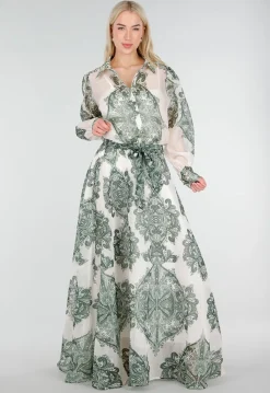 Groene Semi-Transparante Blouse met Paisley Print