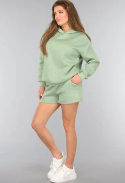 Groene Short Set met Hoodie