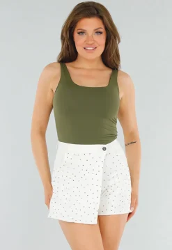 Groene Slim Fit Top met Vierkante Hals en Brede Bandjes