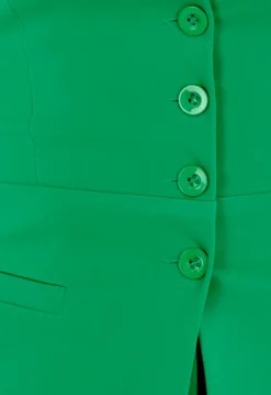 Groene Strapless Gilettop met Knopen en Elastische Band