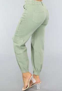 Groene Stretch Carpenter Broek met Zakken