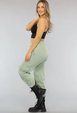 Groene Stretch Carpenter Broek met Zakken