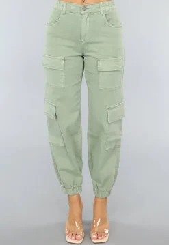 Groene Stretch Carpenter Broek met Zakken