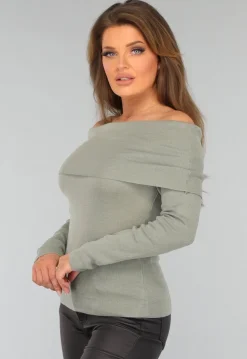 Groene Top met Omgeslagen Hals