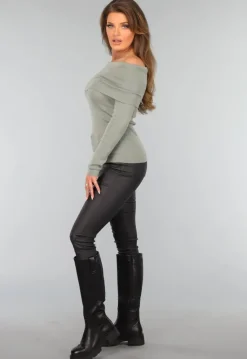 Groene Top met Omgeslagen Hals