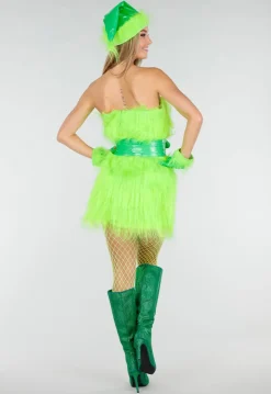 Groen Grinch Kostuum van Fluffy Stof met Ceintuur