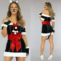 Groen Velvet Katten Kerst Pakje