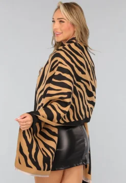 Grote Camel Zebra Print Sjaal