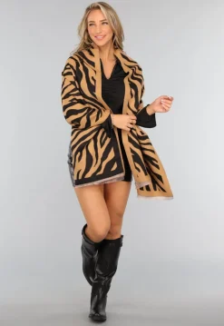 Grote Camel Zebra Print Sjaal
