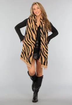 Grote Camel Zebra Print Sjaal