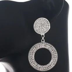 Grote Glam Cirkel Oorbellen Zilver