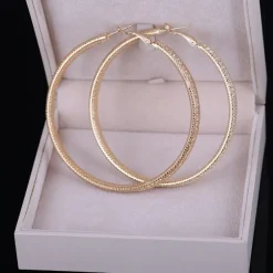 Grote Gouden Gaas Oorbellen met Strass