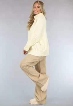 Grote Oversized Gebreide Trui Crème