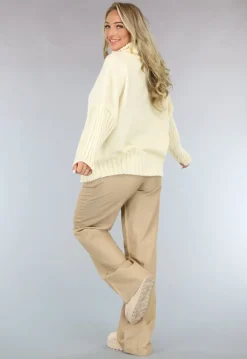 Grote Oversized Gebreide Trui Crème