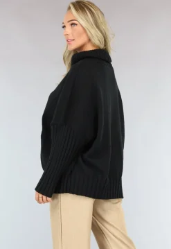 Grote Oversized Gebreide Trui Zwart