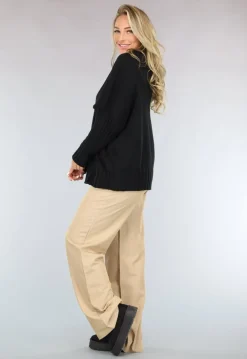 Grote Oversized Gebreide Trui Zwart