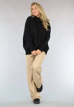 Grote Oversized Gebreide Trui Zwart