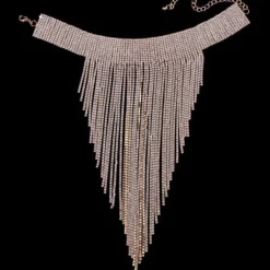 Grote Strass Choker met Strass Fringe