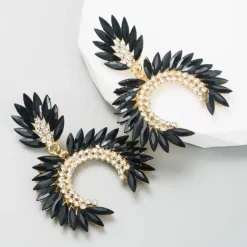 Grote Strass Statement Oorbellen Zwart