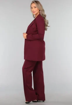 Halflange Burgundy Blazer met Stretch