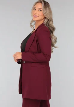 Halflange Burgundy Blazer met Stretch