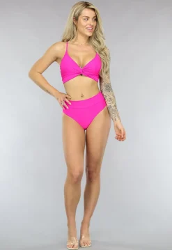 Hardroze Padded Bikinitop met Gedraaid Detail