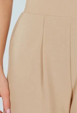 High Waist Beige Linnen Look Tall Broek met Tailleband