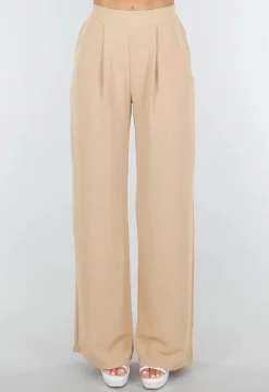 High Waist Beige Soepele Pantalon
