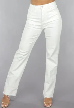 High Waist Straight Leg Witte Jeans