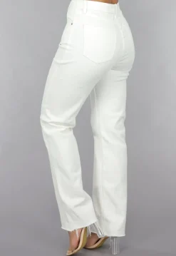 High Waist Straight Leg Witte Jeans