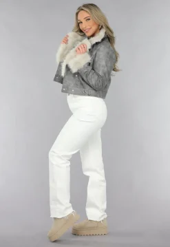 High Waist Straight Leg Witte Jeans