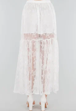 High Waist Witte Maxi Rok van Kant met Onderrok