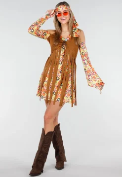 Hippie Jurk met Gilet en Hoofdband in Bloemenprint