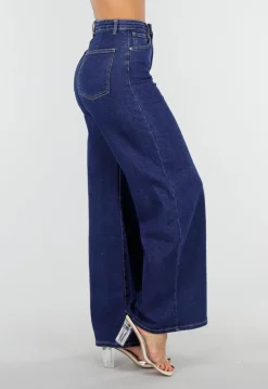 Hoge Taille Wide Leg Jeans in Blauw