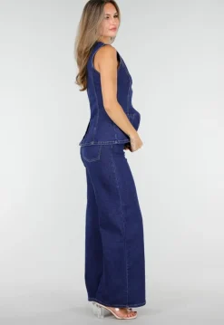 Hoge Taille Wide Leg Jeans in Blauw