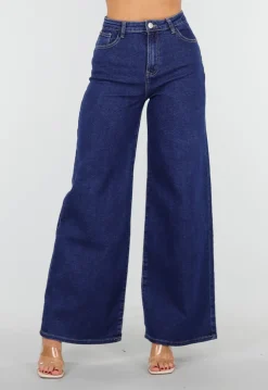 Hoge Taille Wide Leg Jeans in Blauw