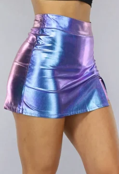 Holografisch Paarse Split Skort