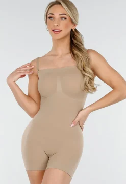 Huidskleur Shapewear Body met Afneembare Nude en Doorzichtige Bandjes