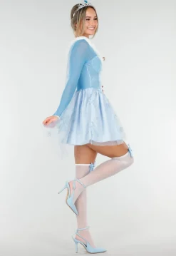 IJsprinses Kostuum met Blauw Jurkje Sneeuwvlokken Cape en Stretch