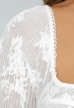 Kanten Fishtail Jurk met Uitlopende Mouwen en Halterkoord
