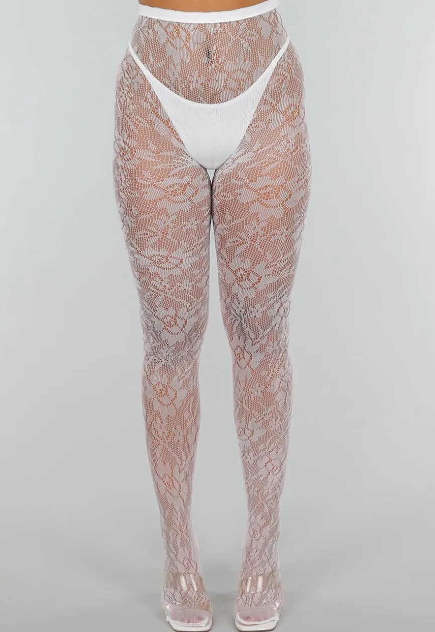 Kanten Glow in the Dark Panty met Bloemenmotief en Blauw Lichtgevend Effect