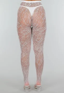 Kanten Glow in the Dark Panty met Bloemenmotief en Blauw Lichtgevend Effect