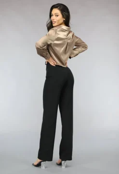 Khaki Cropped Blouse met Knoopsluiting